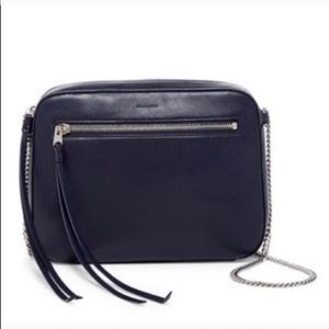 ALL SAINTS Fleur de Lis Crossbody Bag Navy Blue